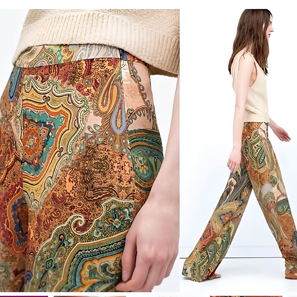 ZARA Paisley Wide-Leg Pants NWT ✨ - Picture 2 of 7